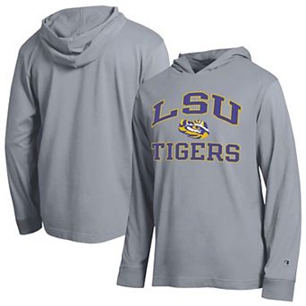 Men's Champion Heather Gray LSU Tigers High Motor All-Star Long Sleeve Hooded T-Shirt