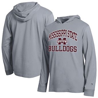 Men's Champion Heather Gray Mississippi State Bulldogs High Motor All-Star Long Sleeve Hooded T-Shirt