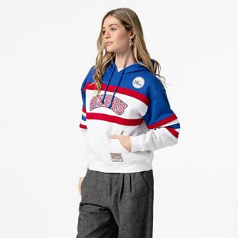 Women's Mitchell & Ness White Philadelphia 76ers Head Coach Hoodie