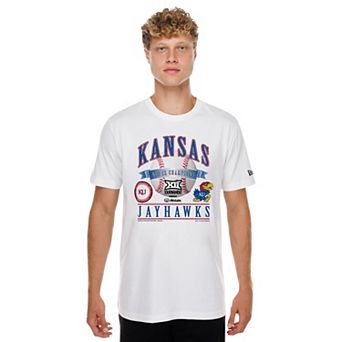Male New Era White Kansas Jayhawks 2026 Big 12 Baseball Tournament Champions Locker Room T-Shirt