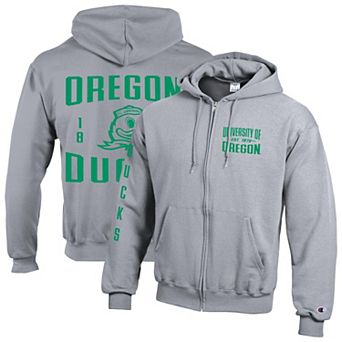 Men's Champion Heather Gray Oregon Ducks Varsity Powerblend Full-Zip Fleece Hoodie