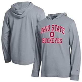 Men's Champion Heather Gray Ohio State Buckeyes High Motor All-Star Long Sleeve Hooded T-Shirt