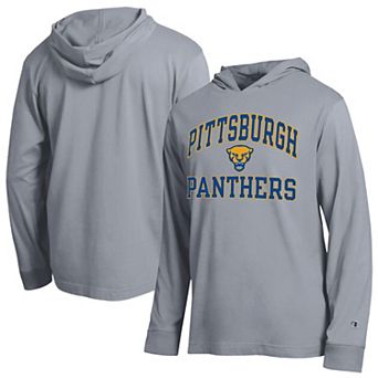 Men's Champion Heather Gray Pitt Panthers High Motor All-Star Long Sleeve Hooded T-Shirt