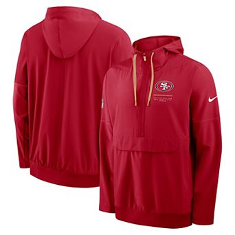Men's Nike Scarlet San Francisco 49ers Sideline Logo Glory Anorak Half-Zip Hooded Jacket