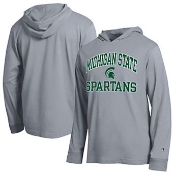 Men's Champion Heather Gray Michigan State Spartans High Motor All-Star Long Sleeve Hooded T-Shirt