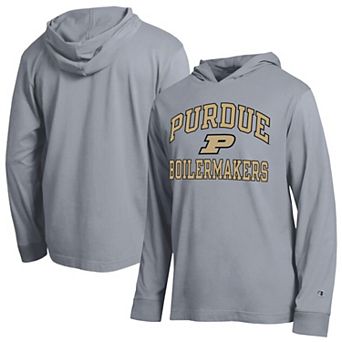 Men's Champion Heather Gray Purdue Boilermakers High Motor All-Star Long Sleeve Hooded T-Shirt