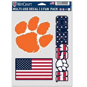 WinCraft Clemson Tigers Three-Piece Stars & Stripes Fan Decal Set