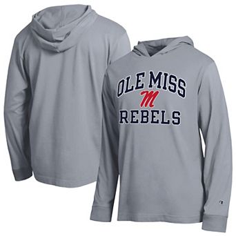 Men's Champion Heather Gray Ole Miss Rebels High Motor All-Star Long Sleeve Hooded T-Shirt