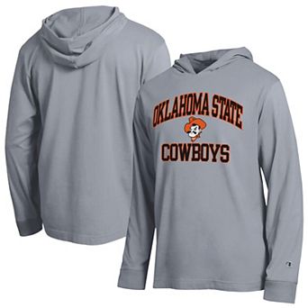 Men's Champion Heather Gray Oklahoma State Cowboys High Motor All-Star Long Sleeve Hooded T-Shirt
