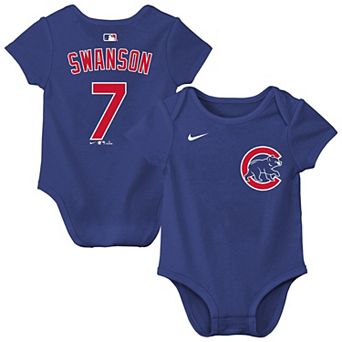 Newborn & Infant Nike Dansby Swanson Royal Chicago Cubs Name & Number Bodysuit