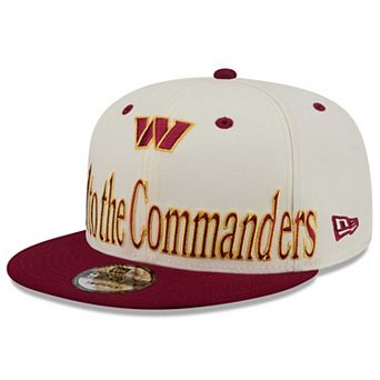 Men's New Era Cream Washington Commanders Oversized Slogan 9FIFTY Snapback Hat