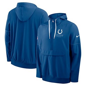 Men's Nike Royal Indianapolis Colts Sideline Anorak Half-Zip Hooded Jacket