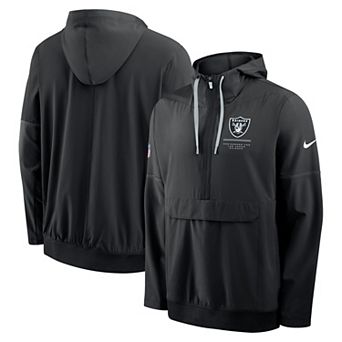Men's Nike Black Las Vegas Raiders Sideline Logo Glory Anorak Half-Zip Hooded Jacket