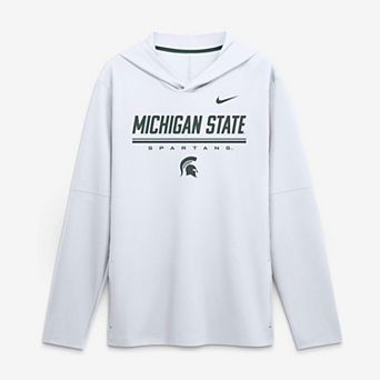 Men's Nike White Michigan State Spartans 2026 Sideline Lightweight Long Sleeve Hooded Dri-FIT Top