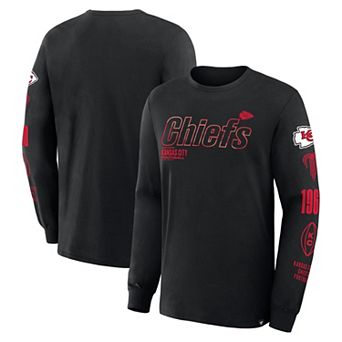 Men's Fanatics Black Kansas City Chiefs Checkdown Pass Long Sleeve T-Shirt