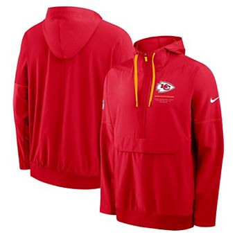 Men's Nike Red Kansas City Chiefs Sideline Logo Glory Anorak Half-Zip Hooded Jacket