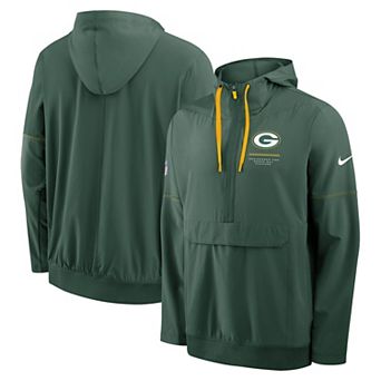 Men's Nike Green Green Bay Packers Sideline Logo Glory Anorak Half-Zip Hooded Jacket