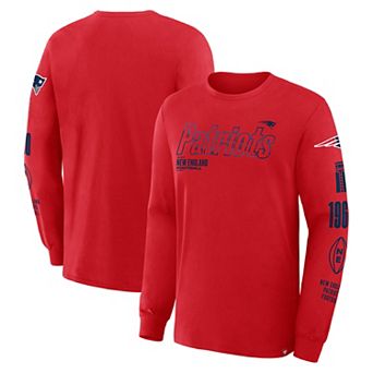 Men's Fanatics Red New England Patriots Checkdown Pass Long Sleeve T-Shirt