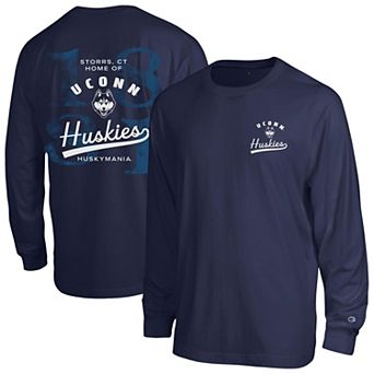 Men's Champion Navy UConn Huskies Laminated All-Star Long Sleeve T-Shirt