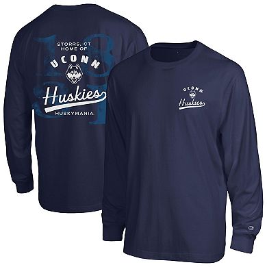 Men's Champion Navy UConn Huskies Laminated All-Star Long Sleeve T-Shirt