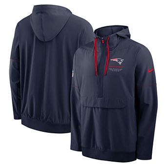 Men's Nike Navy New England Patriots Sideline Anorak Half-Zip Hooded Jacket