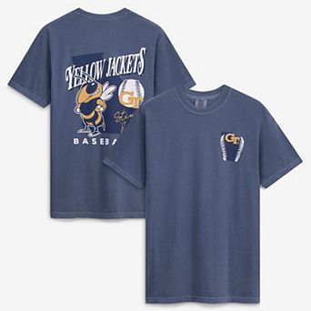 Men's Navy Georgia Tech Yellow Jackets Drawn Mascot Baseball T-Shirt