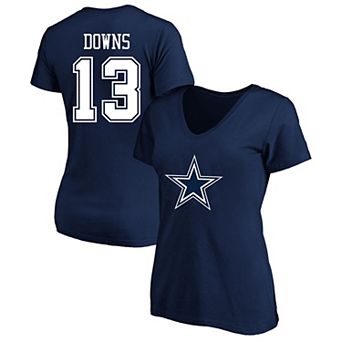 Women's Fanatics Caleb Downs Navy Dallas Cowboys Plus Size Name & Number V-Neck T-Shirt
