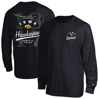 Men's Champion Black Iowa Hawkeyes Laminated All-Star Long Sleeve T-Shirt