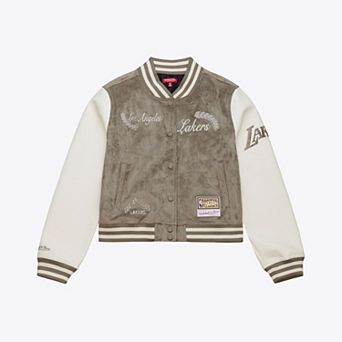 Women's Mitchell & Ness Tan Los Angeles Lakers Varsity Full-Snap Jacket