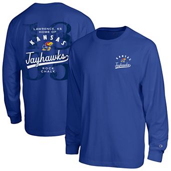Men's Champion Royal Kansas Jayhawks Laminated All-Star Long Sleeve T-Shirt