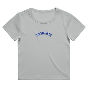 Women's Uscape Apparel Gray Kentucky Wildcats Upside Down Embroidery Ribbed Cropped T-Shirt