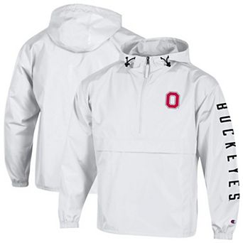 Men's Champion White Ohio State Buckeyes Cloud Packable Half-Zip Hooded Jacket