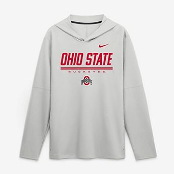 Men's Nike Gray Ohio State Buckeyes 2026 Sideline Lightweight Long Sleeve Hooded Dri-FIT Top