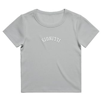 Women's Uscape Apparel Gray Illinois Fighting Illini Upside Down Embroidery Ribbed Cropped T-Shirt