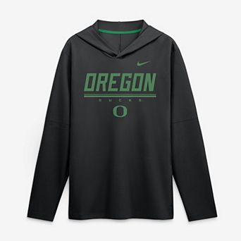 Men's Nike Black Oregon Ducks 2026 Sideline Lightweight Long Sleeve Hooded Dri-FIT Top