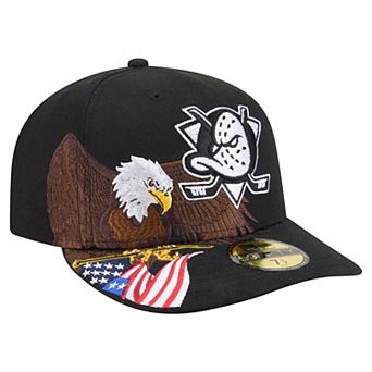 Men's New Era Black Anaheim Ducks Freedom Pre-Curved 59FIFTY Fitted Hat