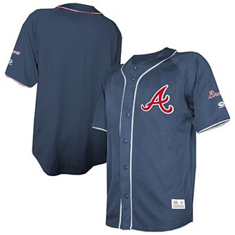 Men's Stitches Navy Atlanta Braves Team Color Full-Button Fashion Jersey