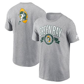 Men's Nike Heather Gray Green Bay Packers Rewind Front and Back Hit Essential T-Shirt