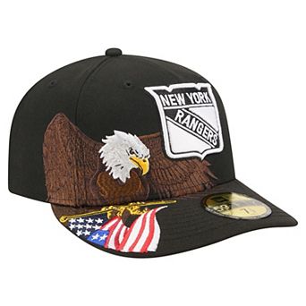 Men's New Era Black New York Rangers Freedom Pre-Curved 59FIFTY Fitted Hat