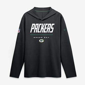 Men's Nike Black Green Bay Packers Sideline Lightweight Long Sleeve Hooded Dri-FIT Top