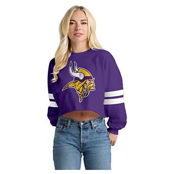 Women's Spirit Jersey Purple Minnesota Vikings Oversized Cropped Stripe Long Sleeve T-Shirt
