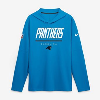 Men's Nike Blue Carolina Panthers Sideline Game On Lightweight Long Sleeve Hooded Dri-FIT Top