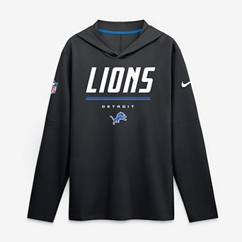 Men's Nike Black Detroit Lions Sideline Game On Lightweight Long Sleeve Hooded Dri-FIT Top