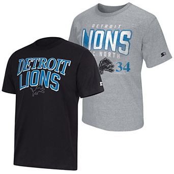 Men's Starter Black/Gray Detroit Lions Two-Pack Throwback Logo T-Shirt Set