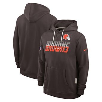 Men's Nike Brown Cleveland Browns Sideline Standard Issue Top Prospect Dri-FIT Hoodie