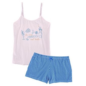 Spree Young Women's Cami Tank Top and Short Pajama Sleep Set
