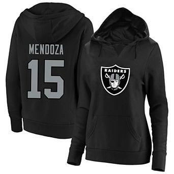 Women's Fanatics Fernando Mendoza Black Las Vegas Raiders Plus Size Player Name & Number V-Neck Hoodie