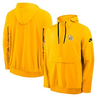 Men's Nike Gold Pittsburgh Steelers Sideline Broken Rules Alternate Anorak Half-Zip Hooded Jacket
