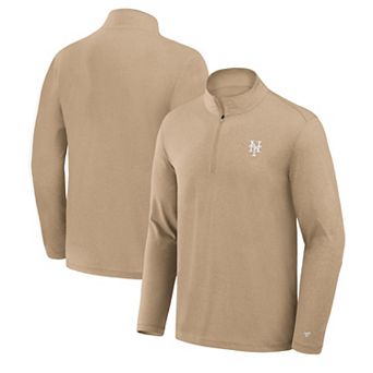 Men's Fanatics Khaki New York Mets Clutch Quarter-Zip Pullover