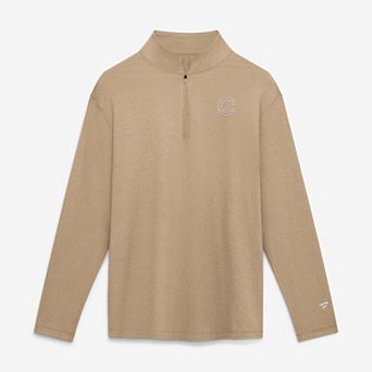 Men's Fanatics Khaki Chicago Cubs Clutch Quarter-Zip Pullover